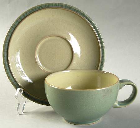 Calm (Light Green) Flat Cup & Saucer Set