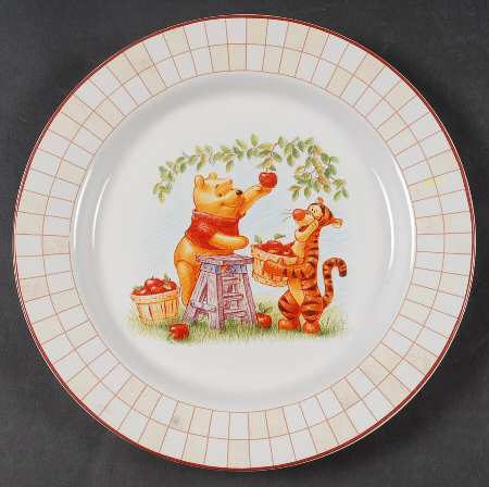 Winnie The Pooh (Red Grid Border) Salad Plate