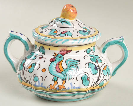 Green Rooster (Orvieto) Sugar Bowl & Lid