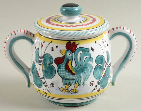 Green Rooster (Orvieto) Sugar Bowl & Lid