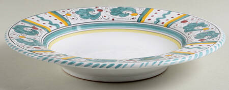 Green Rooster (Orvieto) Large Rim Soup Bowl