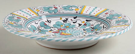 Green Rooster (Orvieto) Large Rim Soup Bowl