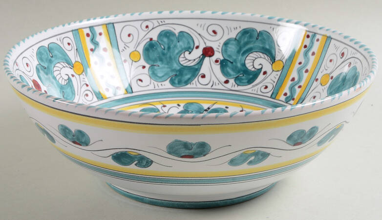 Green Rooster (Orvieto) 10" Large Salad Serving Bowl