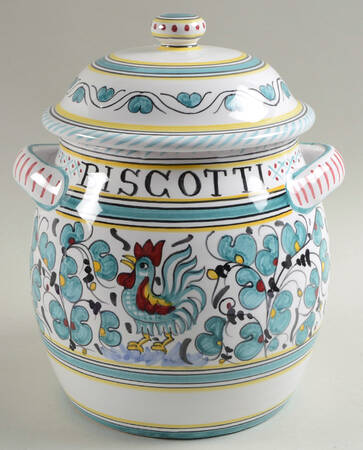 Green Rooster (Orvieto) Biscotti Jar & Lid