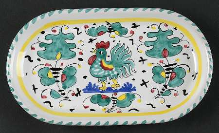 Green Rooster (Orvieto) Tray for Creamer & Sugar with Lid