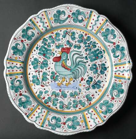 Green Rooster (Orvieto) 14" Chop Plate (Round Platter)