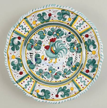 Green Rooster (Orvieto) Scalloped Salad Plate