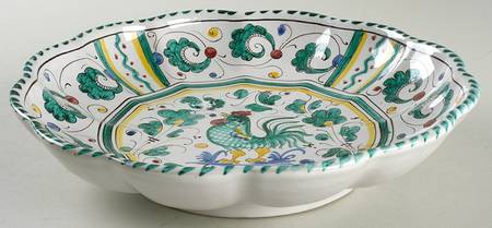 Green Rooster (Orvieto) 9" Shallow Bowl