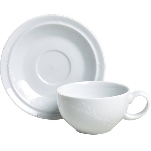 White Trace Flat Cup & Saucer Set