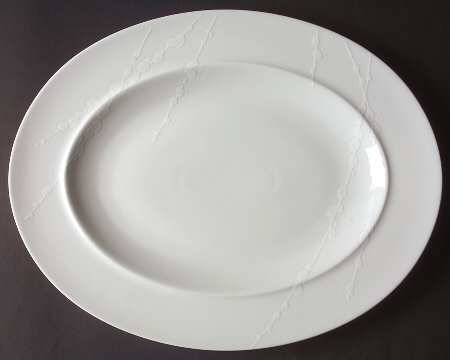 White Trace 13" Oval Serving Platter
