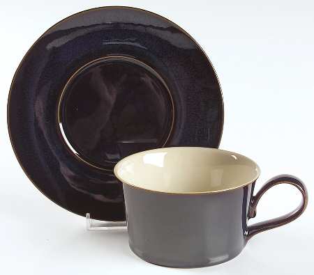 Drama Blue Flat Cup & Saucer Set