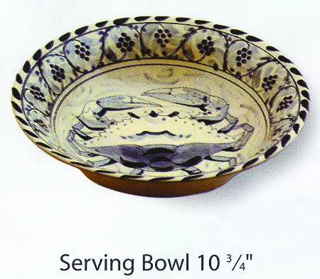 Blue Crab 10" Round Vegetable Bowl