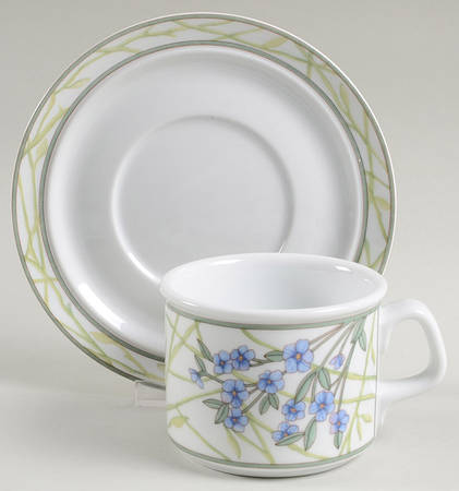 Cafe Floral Flat Cup & Saucer Set