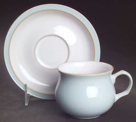 Blue Linen Flat Cup & Saucer Set