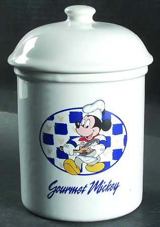 Gourmet Mickey (Blue Embossed) Medium Canister & Lid