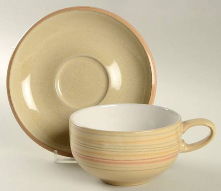 Caramel Stripes Flat Cup & Saucer Set
