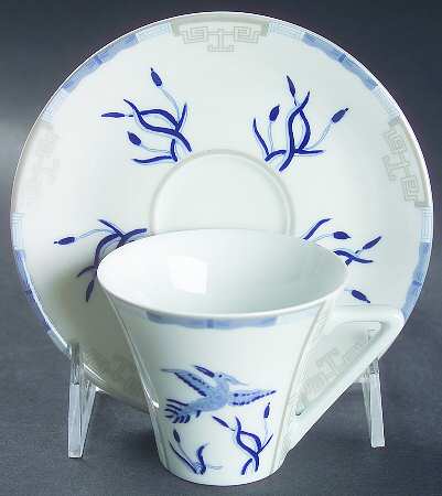 Mandarin Blue Flat Demitasse Cup & Saucer Set
