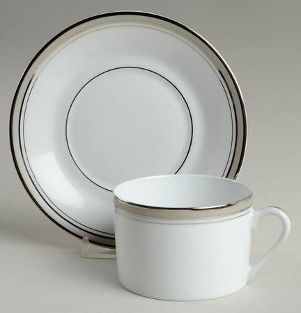 Excellence Gray Flat Cup & Saucer Set