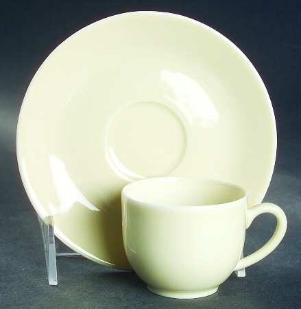 Color Spirit Vanille Flat Demitasse Cup & Saucer Set by Philippe Deshoulieres