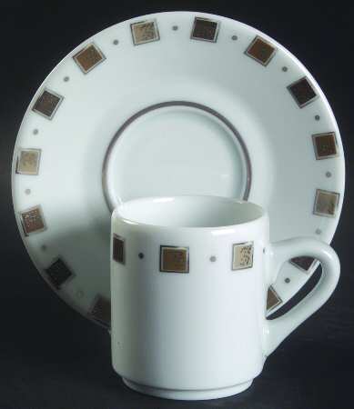 Caviar (Restaurant) Flat Demitasse Cup & Saucer Set by Philippe Deshoulieres