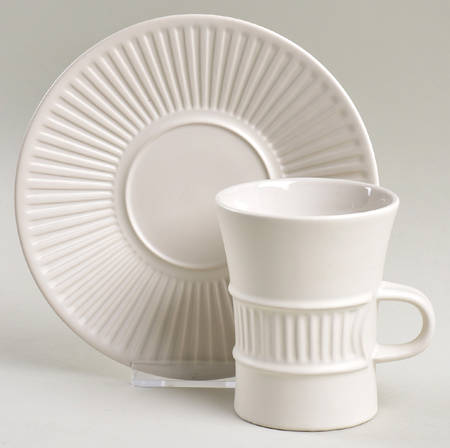 Flamestone Ivory Flat Cup & Saucer Set by Dansk
