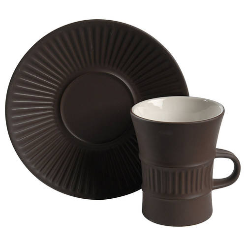 Flamestone Brown (Newer) Flat Cup & Saucer Set