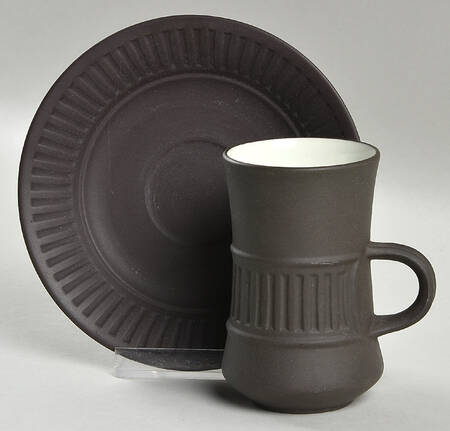 Flamestone Brown (Newer) Flat Demitasse Cup & Saucer Set