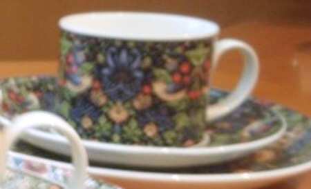 Strawberry Thief Flat Cup & Saucer Set