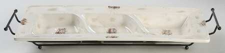 Antique Baroque 3 Part Rectangular Divided Server w/Metal Stand