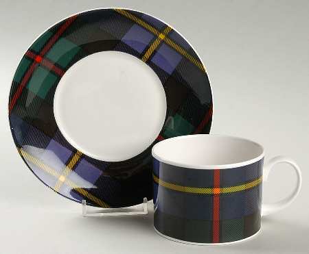 Tartan Flat Cup & Saucer Set