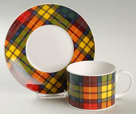 Tartan Flat Cup & Saucer Set
