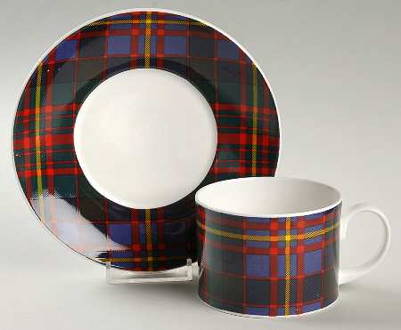 Tartan Flat Cup & Saucer Set