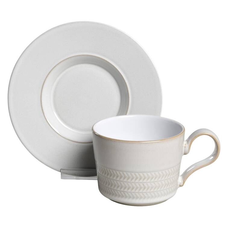 Natural Canvas Flat Cup & Saucer Set