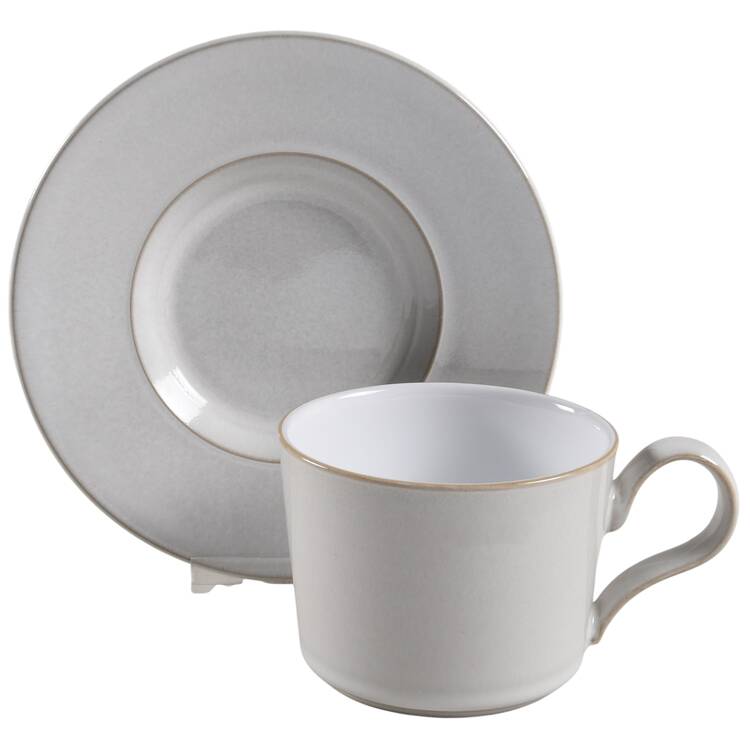 Natural Canvas Flat Cup & Saucer Set