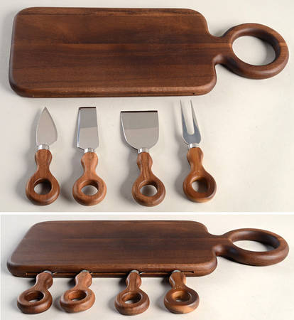 Niklas 5 Piece Cheese Board Set (Board, 3 Knives, Server)