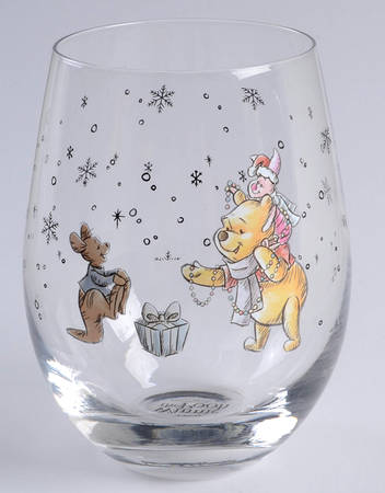 Pooh Christmas Glassware Stemless Wine