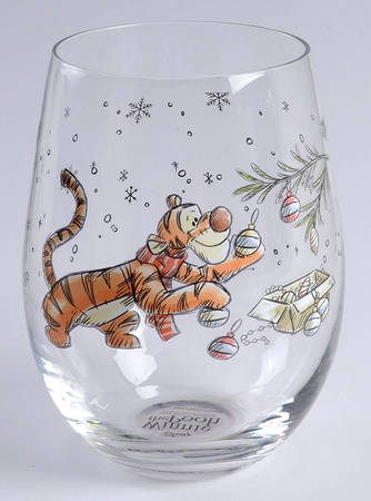 Pooh Christmas Glassware Stemless Wine