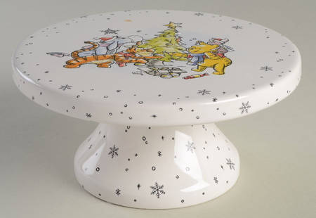 Pooh Christmas 7" Diameter Pedestal Cake Stand