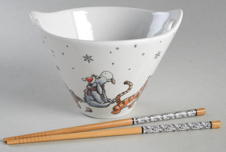 Pooh Christmas Noodle Bowl & Chopsticks Set