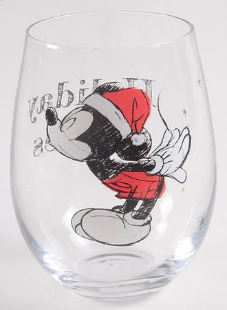 Mickey and Minnie Christmas Fun Glassware Stemless Wine