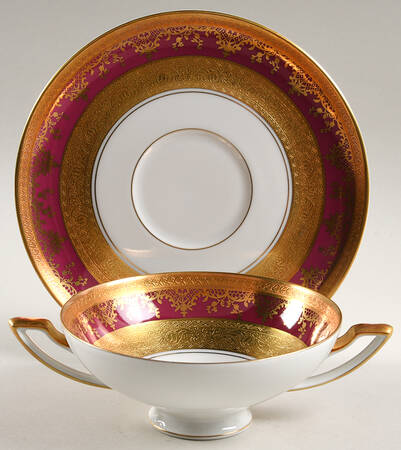 DWP9 Footed Cream Soup Bowl & Saucer Set by D W Porzellan