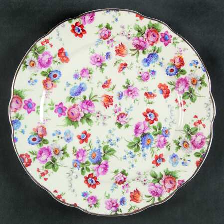 DORSET (CHEERY CHINTZ, GOLD TRIM) Dessert/Pie Plate