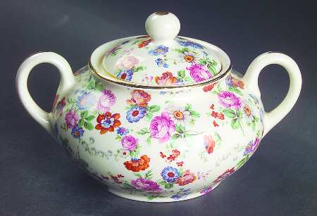DORSET (CHEERY CHINTZ, GOLD TRIM) Sugar Bowl & Lid