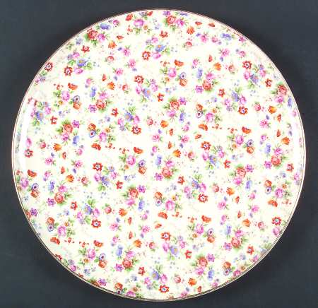 DORSET (CHEERY CHINTZ, GOLD TRIM) 15" Chop Plate (Round Platter)