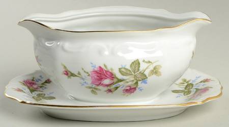 Majestic Rose Gravy Boat with Attached Underplate