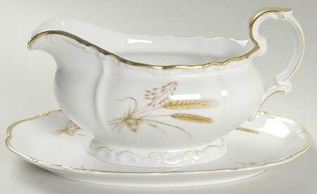 Golden Wheat Gravy Boat with Attached Underplate