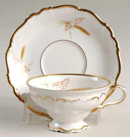 Golden Wheat Footed Cup & Saucer Set