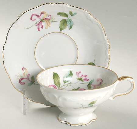 Honeysuckle Footed Cup & Saucer Set by Edelstein