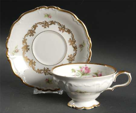 Princess Rose Footed Cup & Saucer Set by Edelstein