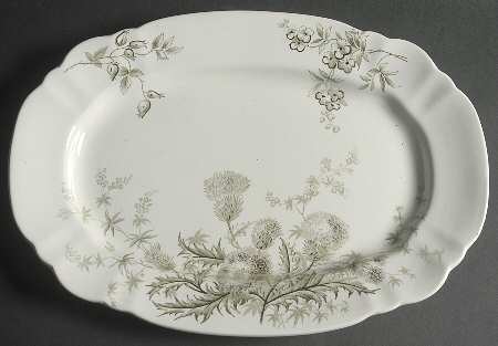 Thistle (Green Gray) 16" Oval Serving Platter